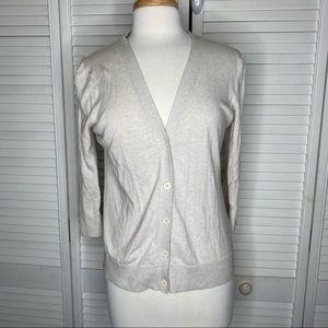 Gap oatmeal cream 3/4 sleeve v neck cardigan size medium button down